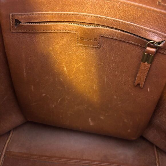 Madewell Tan Leather Transport Large Tote Bag Purse - Picture 9 of 10